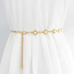 Faux Pearl Chain Decorative Dress Skirt Thin Belt
