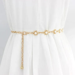 Faux Pearl Chain Decorative Dress Skirt Thin Belt