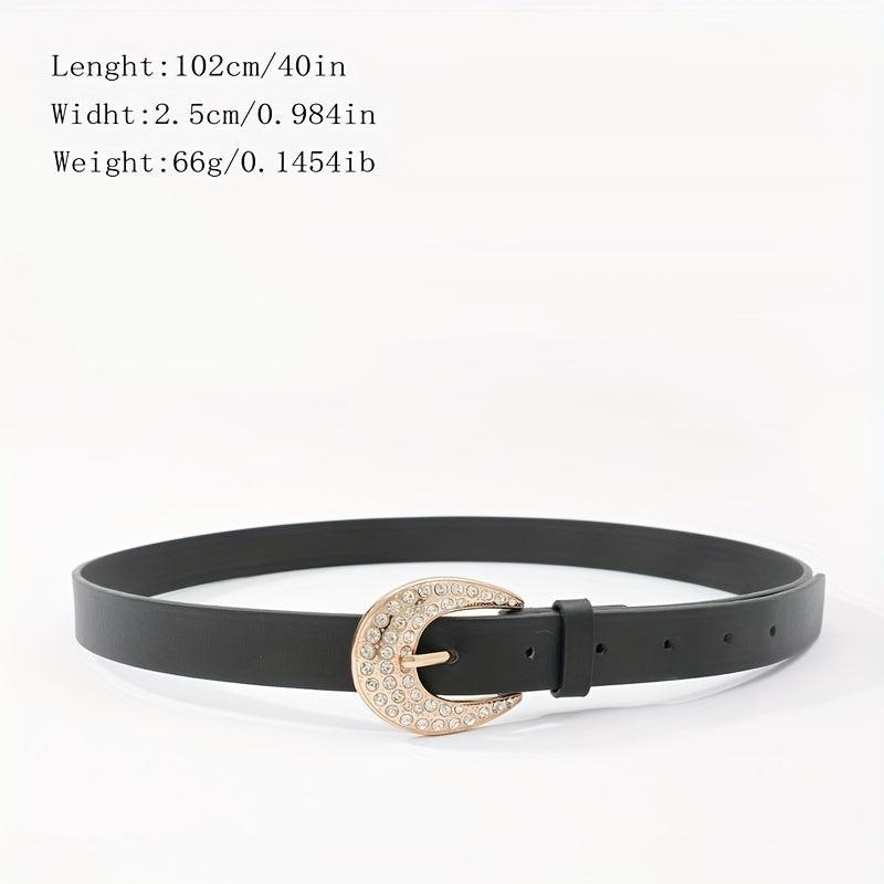 Rhinestone Buckle Belt Thin PU Leather Casual Dress Girdle For Women