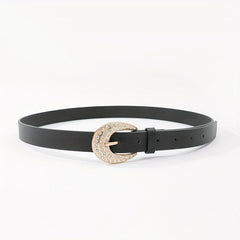 Rhinestone Buckle Belt Thin PU Leather Casual Dress Girdle For Women