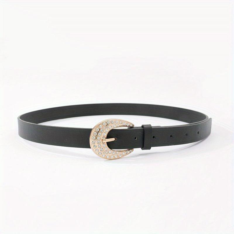 Rhinestone Buckle Belt Thin PU Leather Casual Dress Girdle For Women