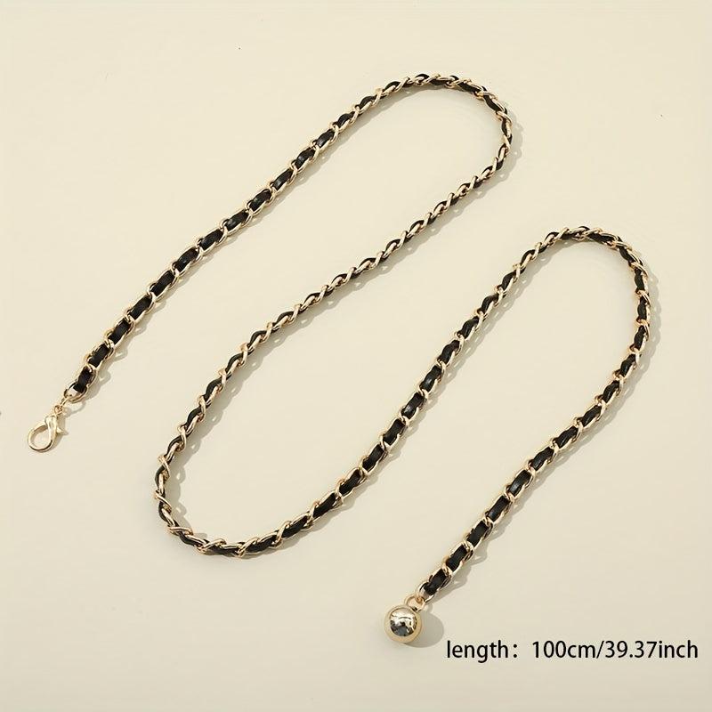 Adjustable Braided Waist Chain Ball Pendant Belly Chain Decorative Dress Girdle