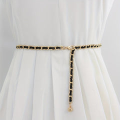 Adjustable Braided Waist Chain Ball Pendant Belly Chain Decorative Dress Girdle