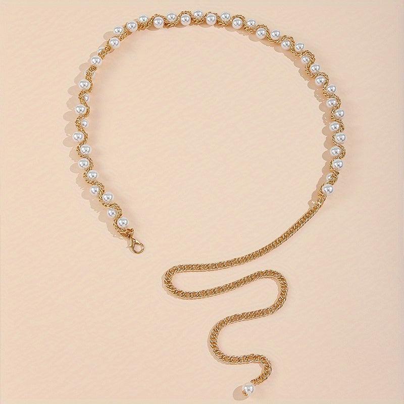 Faux Pearl Waist Chain Tassel Girdle for Women