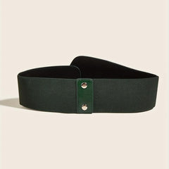 Vintage PU Belt Square Pin Buckle Classic Elastic Wide Waistband