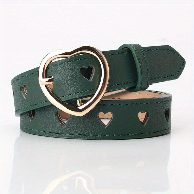 Heart Hollow Out Belt Solid Heart Pin Buckle PU Waistband for Women