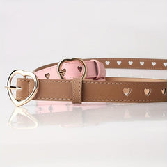 Heart Hollow Out Belt Solid Heart Pin Buckle PU Waistband for Women