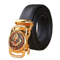 Men's Leather Litchi Pattern Automatic Buckle Belt