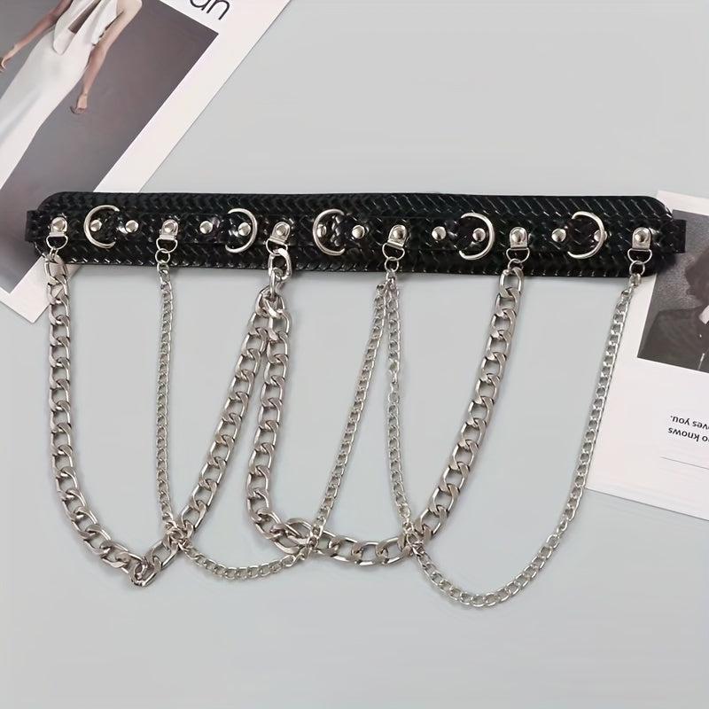 Double Layer Belt PU Leather Rivet Wide Belt Dress Coat Girdle