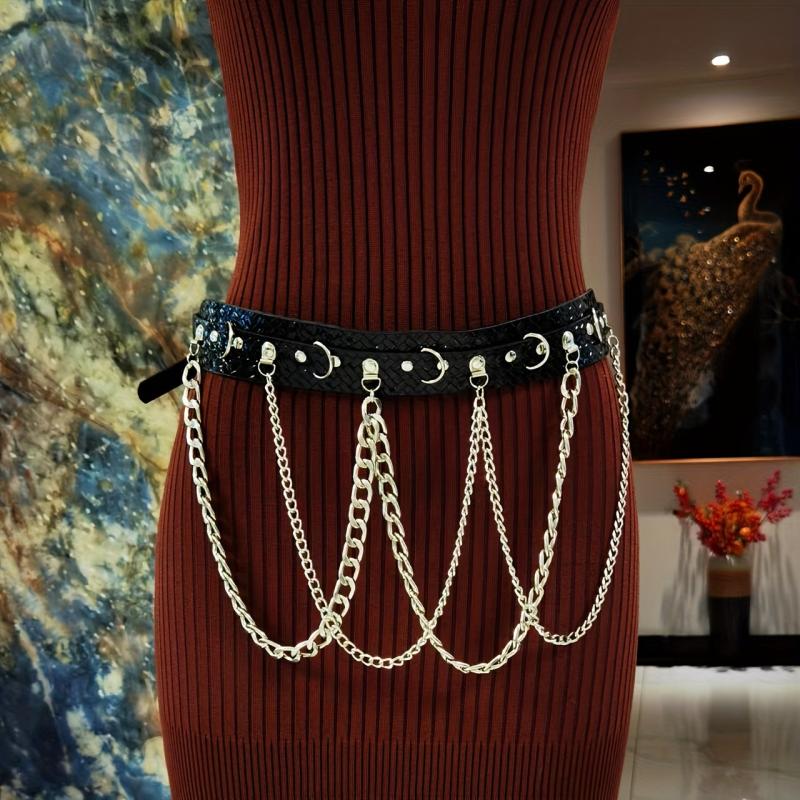 Double Layer Belt PU Leather Rivet Wide Belt Dress Coat Girdle