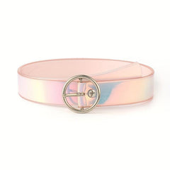 Laser Belt Transparent Pink Belt for Women