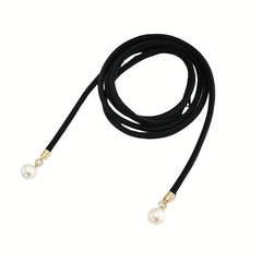 Faux Pearl Pendant Sash Belt Velvet Cloth Knotted Thin Belt