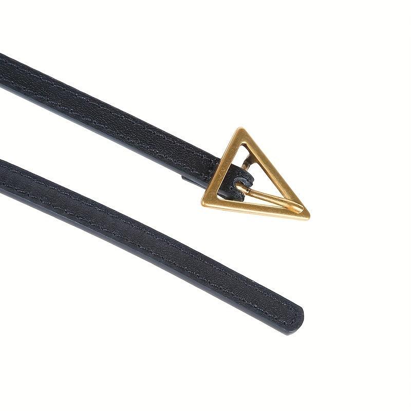 Thin Knot Belt Triangle Pin Buckle PU Waistband French Style Coat Girdle