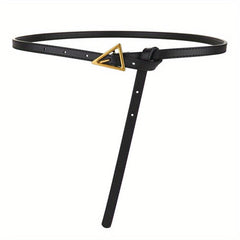 Thin Knot Belt Triangle Pin Buckle PU Waistband French Style Coat Girdle