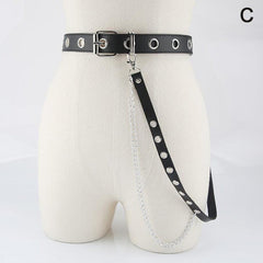 Women Chain Strap Belt Gothic Adjustable Pu Leather Belt Women Punk