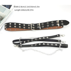 Women Chain Strap Belt Gothic Adjustable Pu Leather Belt Women Punk