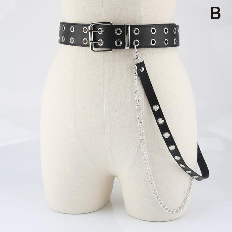 Women Chain Strap Belt Gothic Adjustable Pu Leather Belt Women Punk