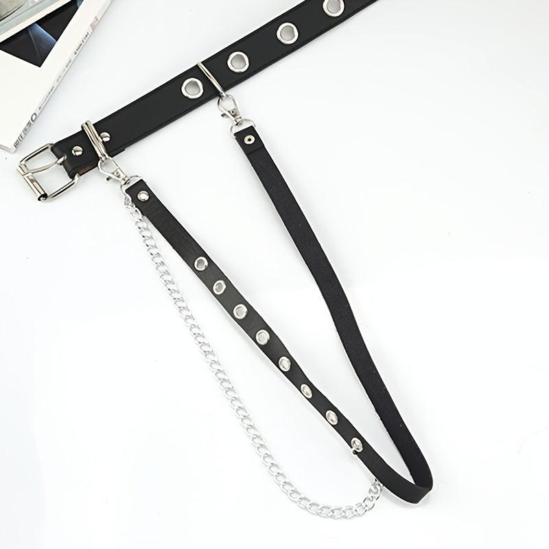 Women Chain Strap Belt Gothic Adjustable Pu Leather Belt Women Punk