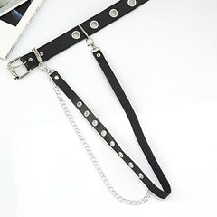 Women Chain Strap Belt Gothic Adjustable Pu Leather Belt Women Punk