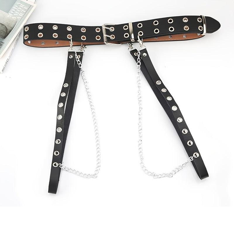 Women Chain Strap Belt Gothic Adjustable Pu Leather Belt Women Punk