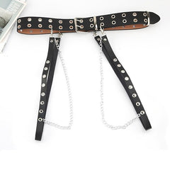 Women Chain Strap Belt Gothic Adjustable Pu Leather Belt Women Punk