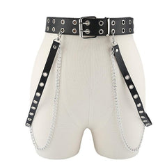 Women Chain Strap Belt Gothic Adjustable Pu Leather Belt Women Punk