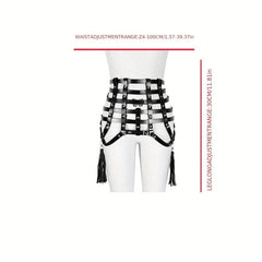 Gothic Tassel Harness Belt PU Leather Waistband for Women