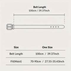 Geometric Double Ring Buckle Belt Stylish Solid PU Leather Belt Girdle