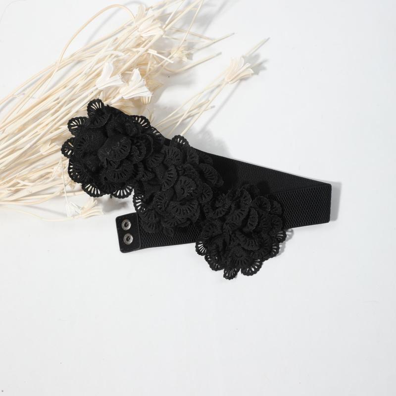 Lace Flower Wide Belt Vintage Elastic Waistband for Women