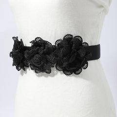 Lace Flower Wide Belt Vintage Elastic Waistband for Women