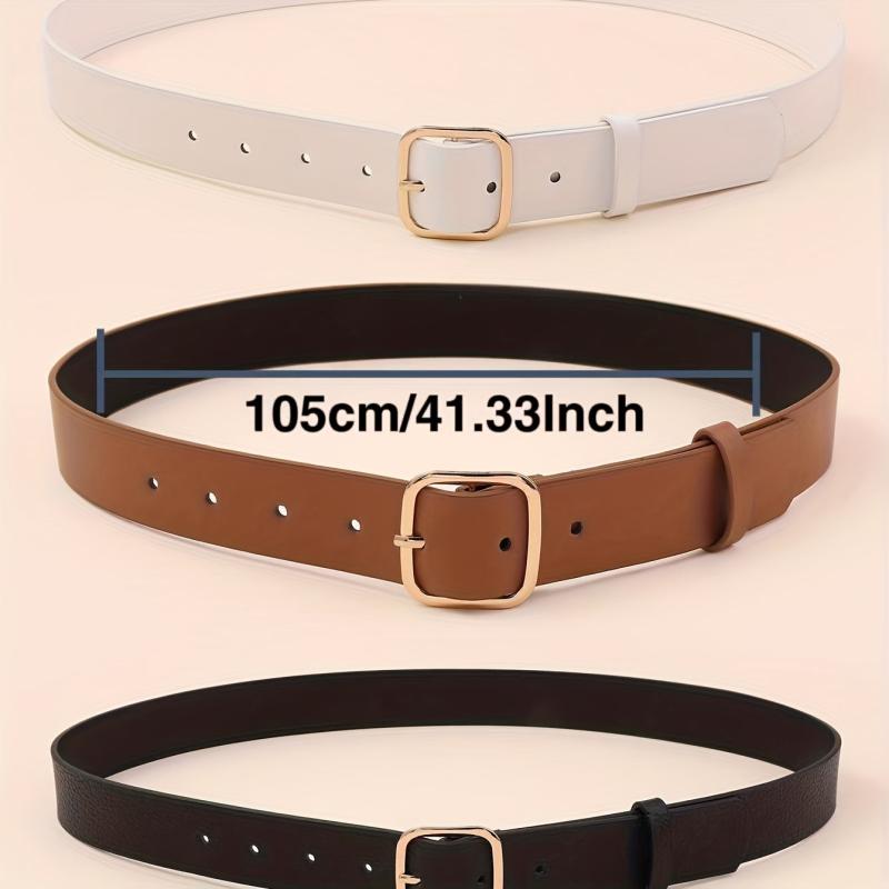 3pcs Square Pin Buckle Belt for Women