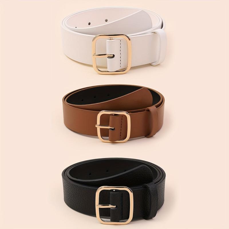 3pcs Square Pin Buckle Belt for Women