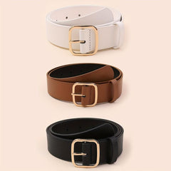 3pcs Square Pin Buckle Belt for Women