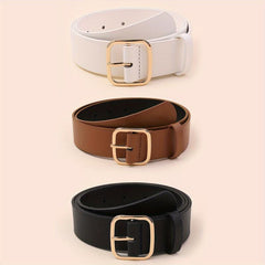 3pcs Square Pin Buckle Belt for Women