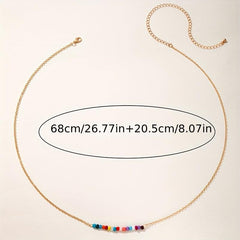 Colorful Beaded Golden Metal Belly Chain Waistband for Women