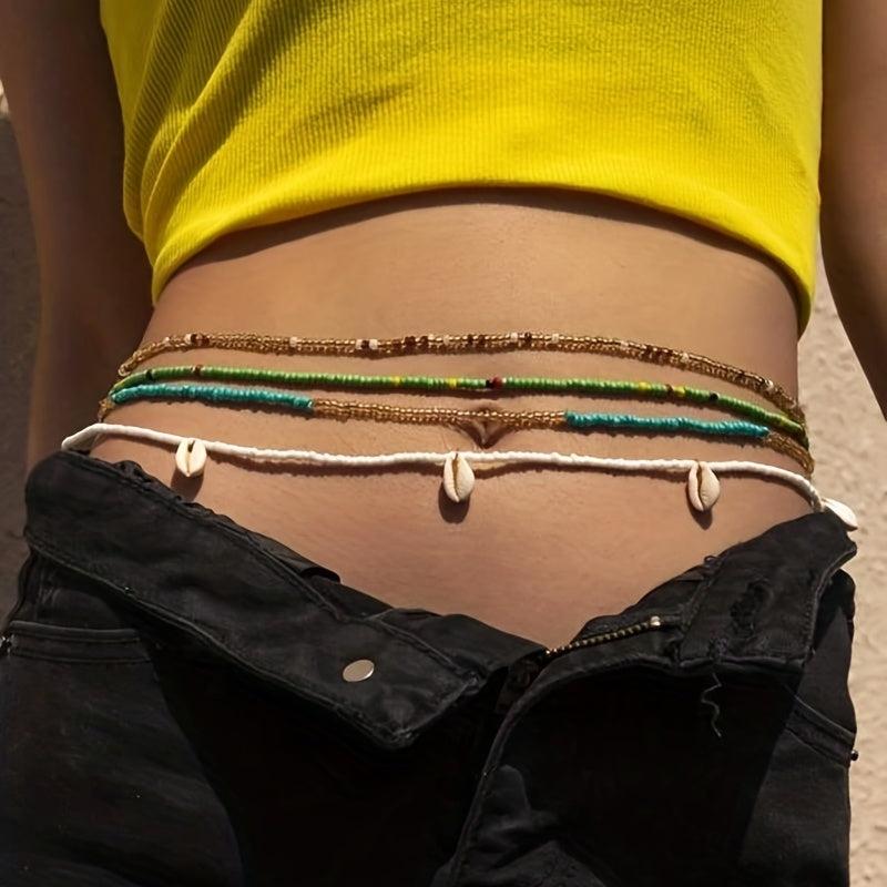 Bohemian Beaded Body Chain Vintage Block Summer Beach Chain Belt