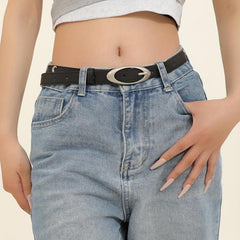Stylish Oval Pin Buckle Belt Casual PU Belt Classic Dress Girdle