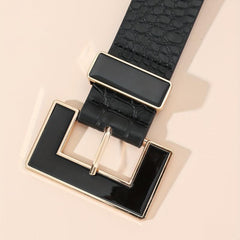  Half Square Buckle Belt Crocodile Pattern PU Belt