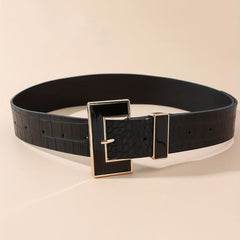  Half Square Buckle Belt Crocodile Pattern PU Belt