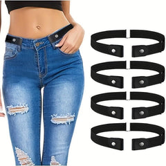4pcs Elastic Stretch Belts No Buckle Set