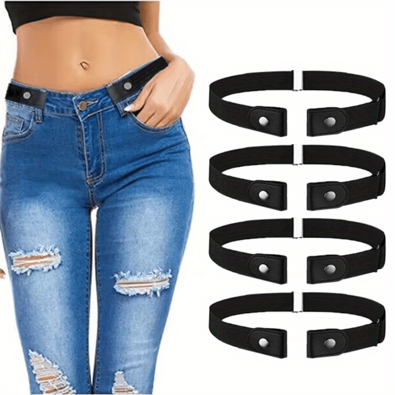 4pcs Elastic Stretch Belts No Buckle Set