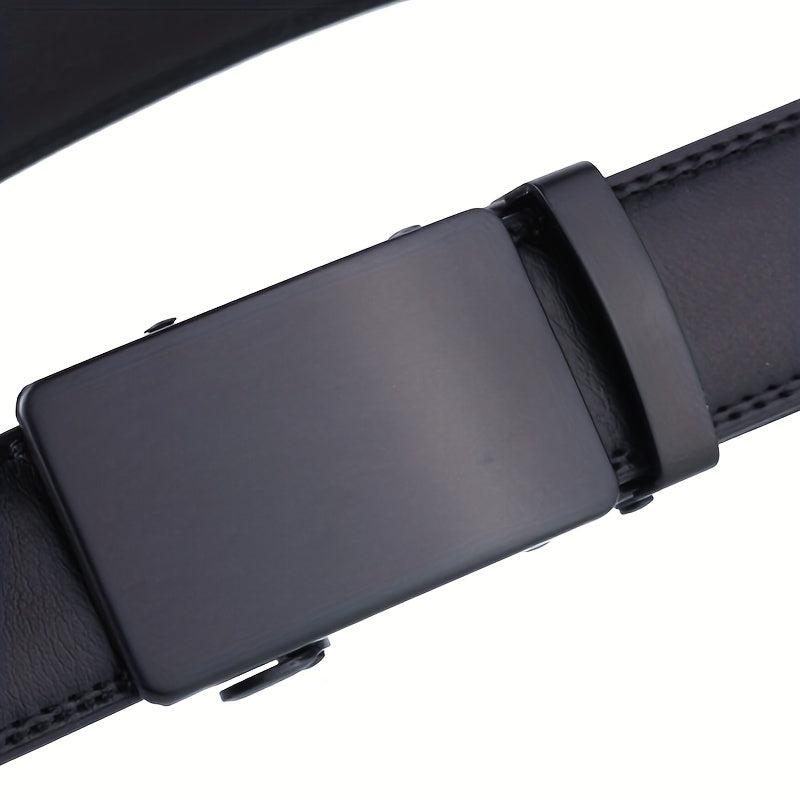 Men's Auto Buckle Belt PU Leather Business Waist Strap
