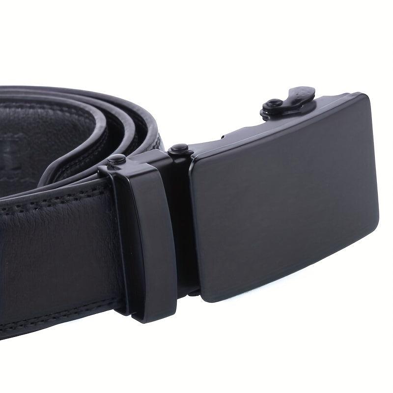 Men's Auto Buckle Belt PU Leather Business Waist Strap