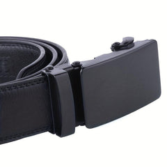 Men's Auto Buckle Belt PU Leather Business Waist Strap