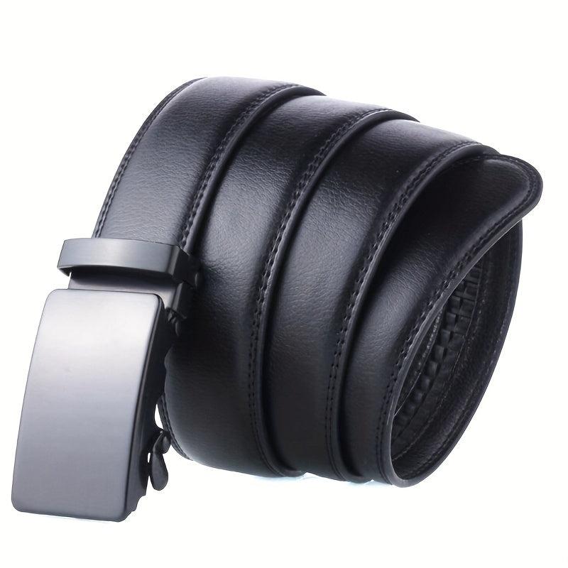 Men's Auto Buckle Belt PU Leather Business Waist Strap