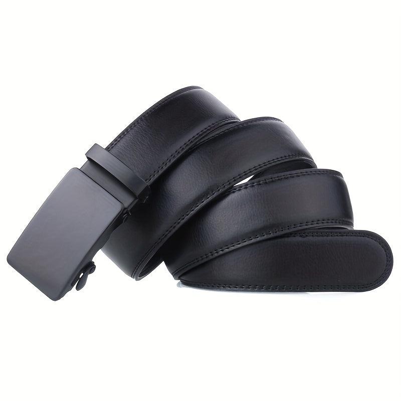 Men's Auto Buckle Belt PU Leather Business Waist Strap
