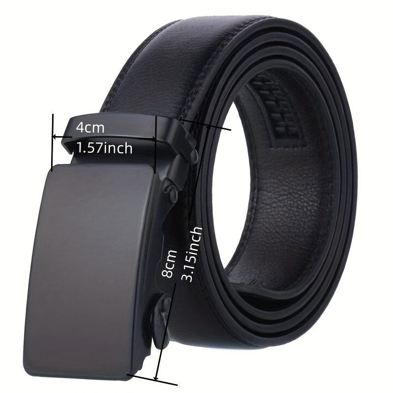 Men's Auto Buckle Belt PU Leather Business Waist Strap