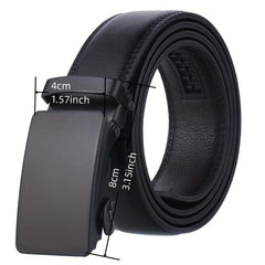 Men's Auto Buckle Belt PU Leather Business Waist Strap