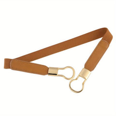 Thin Elastic Waistband Belt Classic Round Buckle Dress Coat Girdle