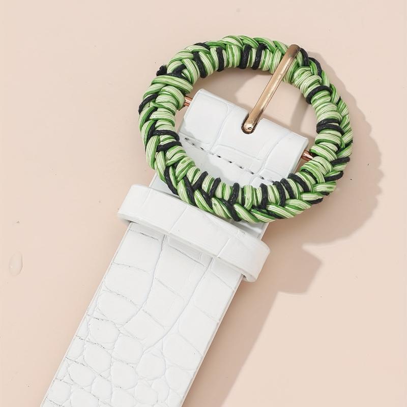  Stylish PU Leather Crocodile Pattern Embossed Belt for Women